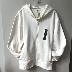All in Motion Zip Front Hoodie Sweatshirt Mens XL Light Beige Cotton Fleece NWT